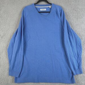 TOMMY BAHAMA Sweatshirt Mens 3XL  Ribbed Cotton Coolmax Pullover Sweater Blue